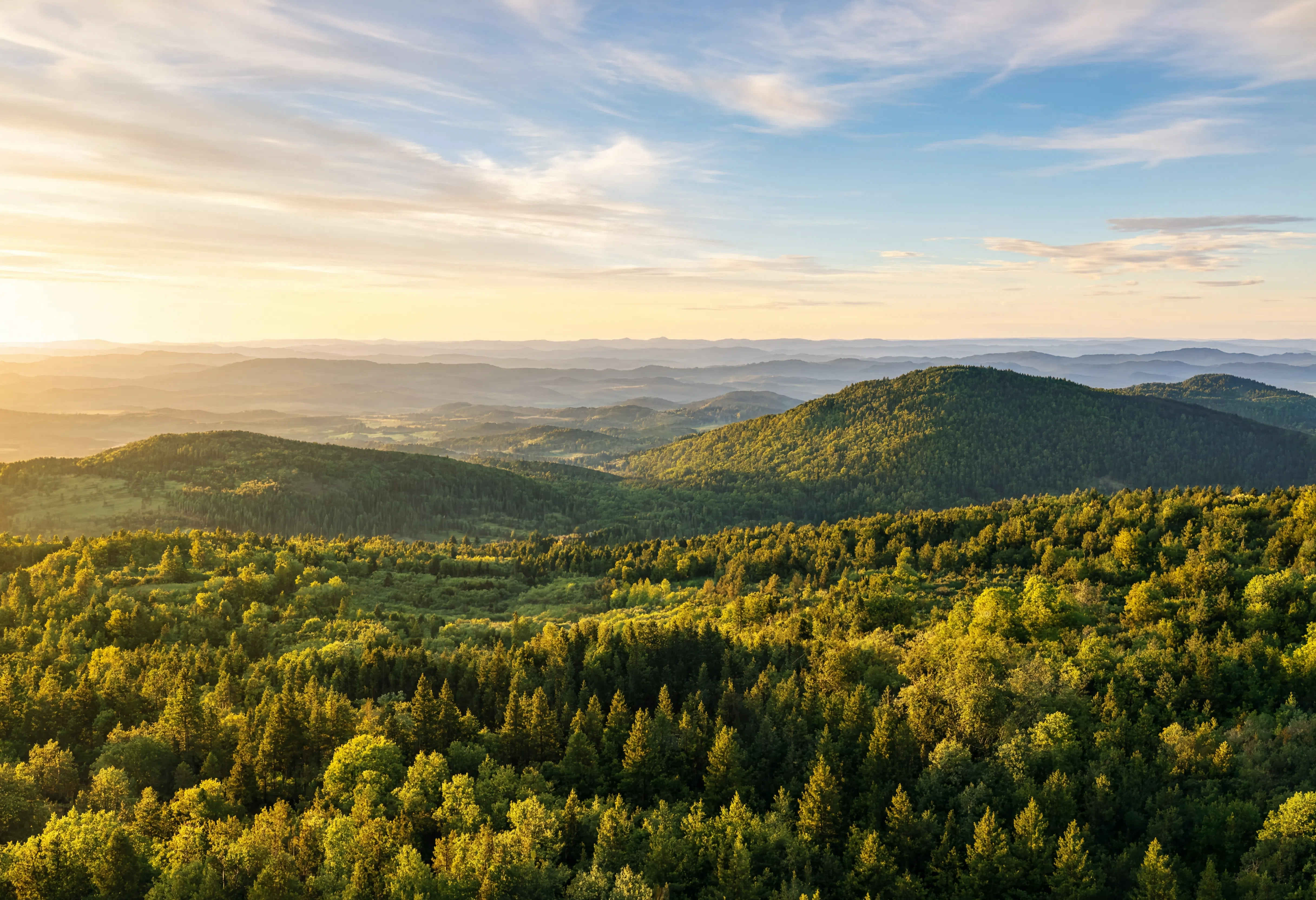 Weite Naturlandschaft Deutschlands – Mischwälder und Hügelketten im Herbstlicht